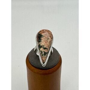 Ghost Crystal Stone Estate Ring .925 Stone Sz 6.5 8.81 Grams - 1 1/4"